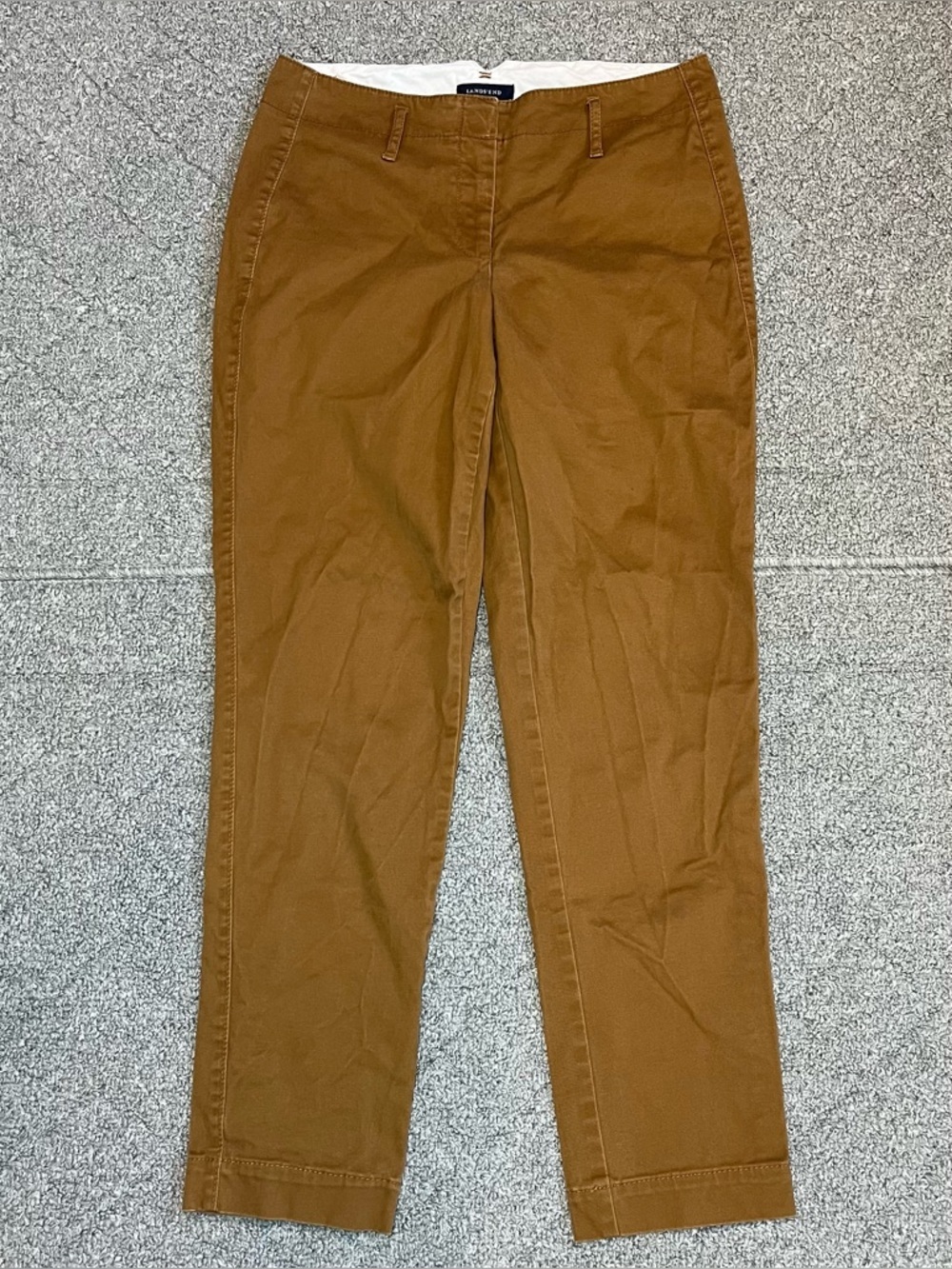 Lands' End Fit 2 Mid Rise Tapered Leg Pants Womens Size 4 Brown Canvas